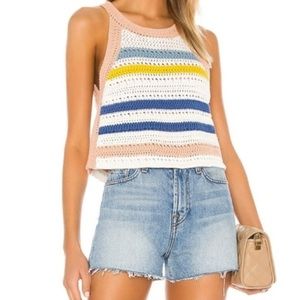 BCBGeneration Striped Crochet Crop Top